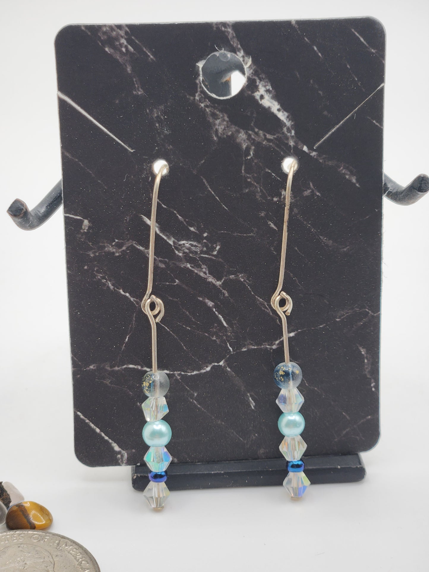 Blue Glass Dangle Earings