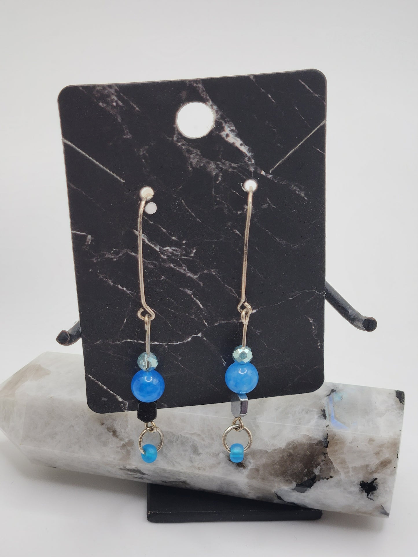 Hematite Blue Earrings