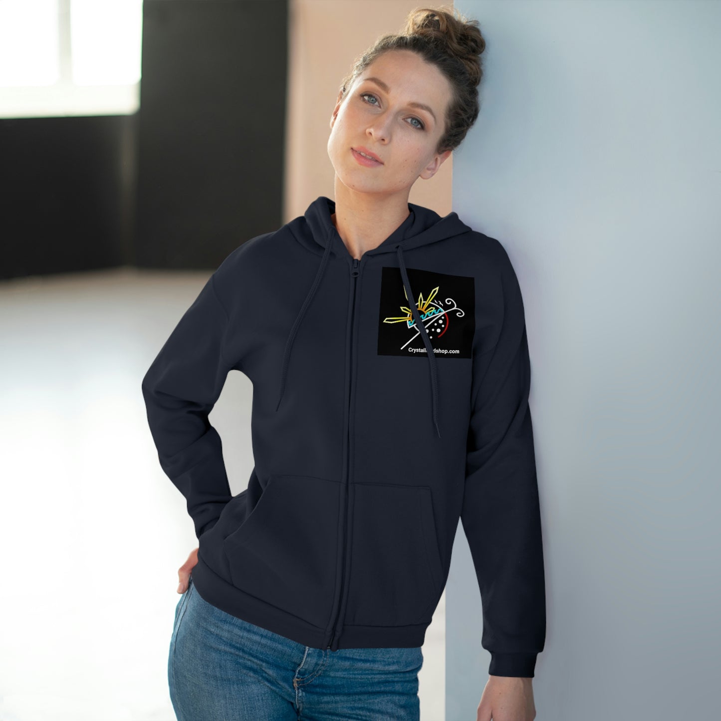 Unisex Hooded Zip Logo Sweatshirt