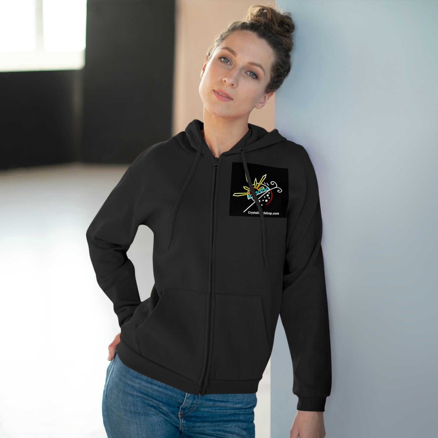 Unisex Hooded Zip Logo Sweatshirt