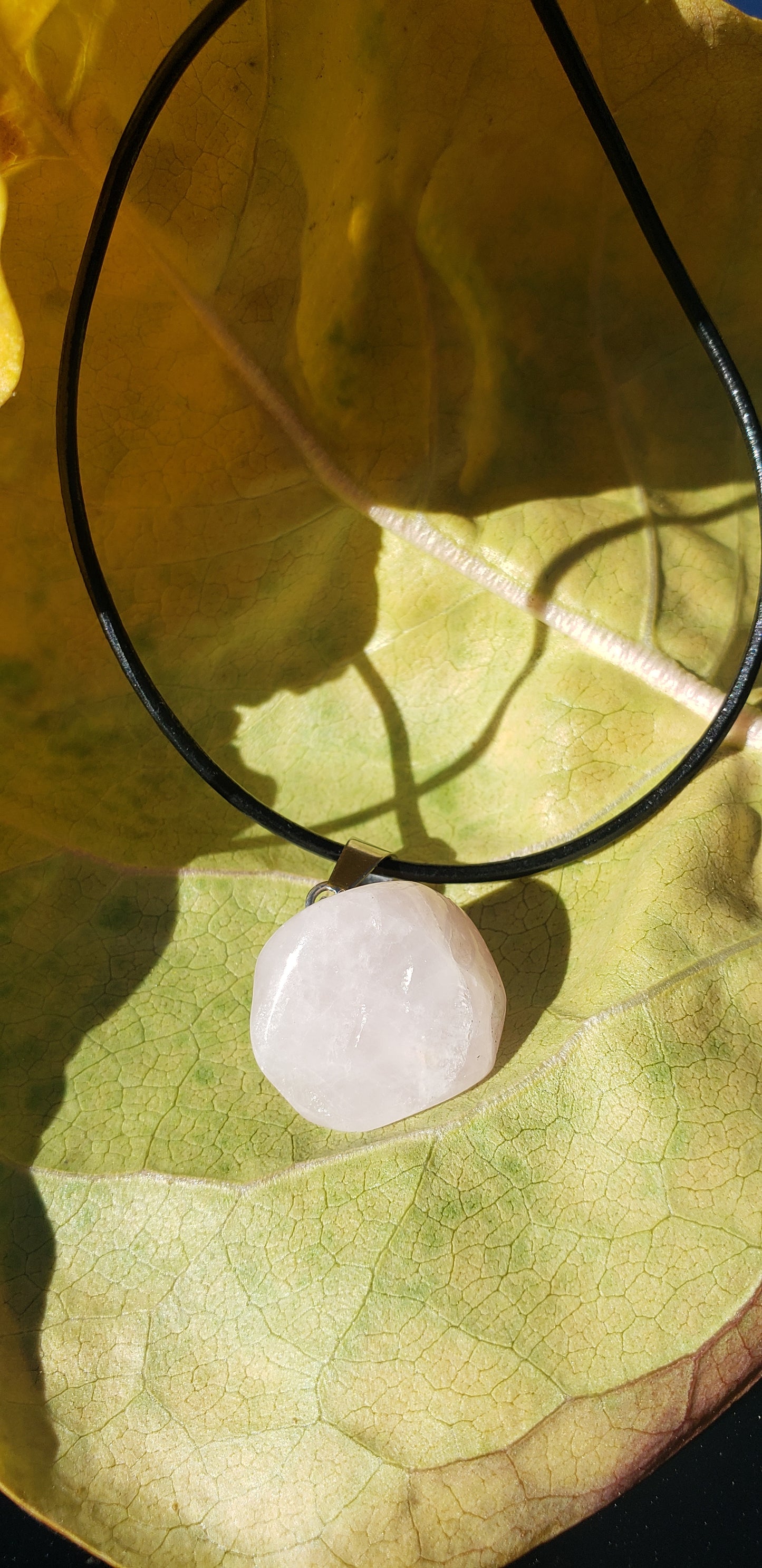 Rose Quartz Leather Necklace