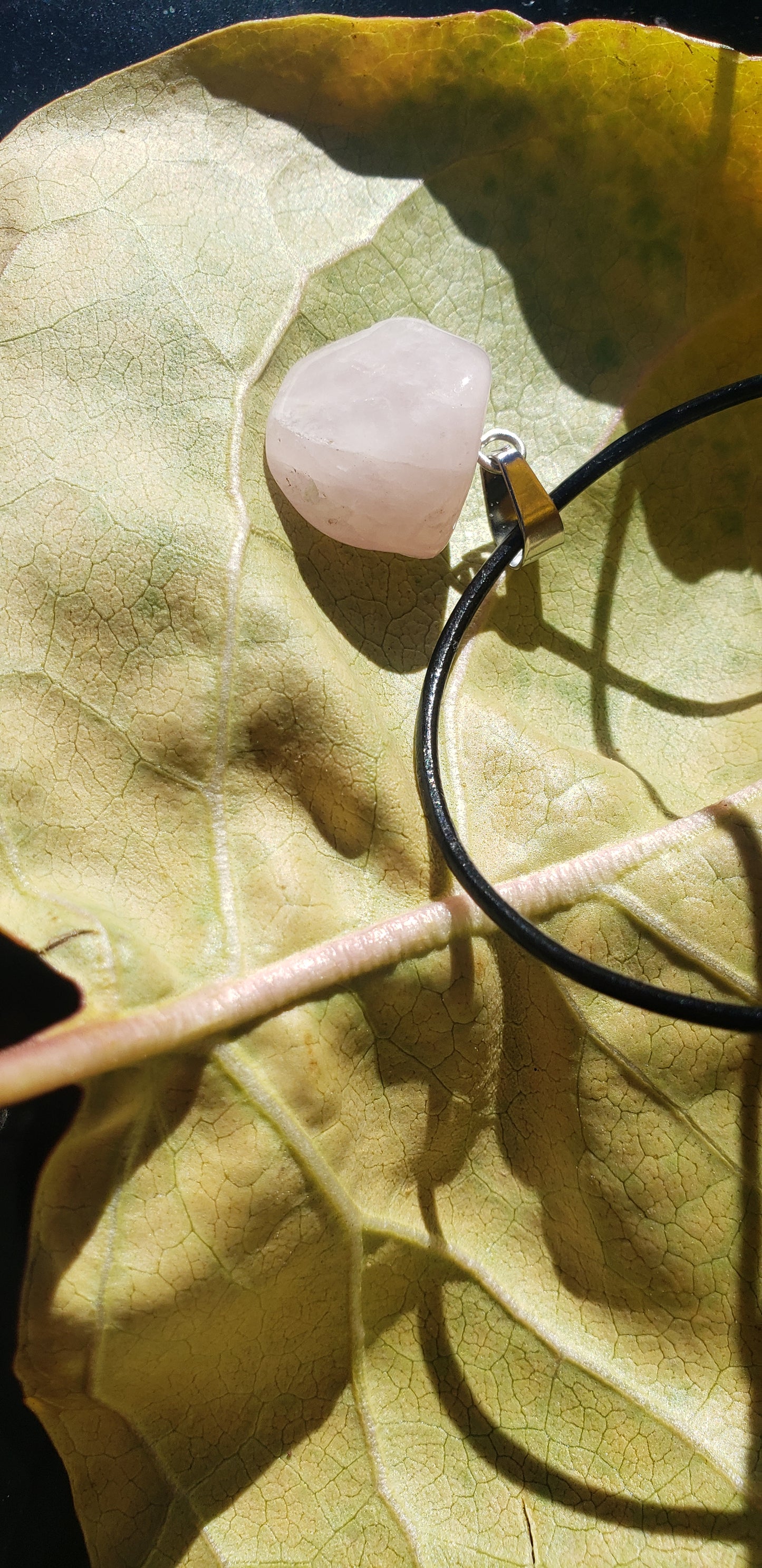 Rose Quartz Leather Necklace