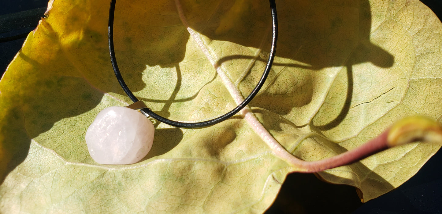 Rose Quartz Leather Necklace