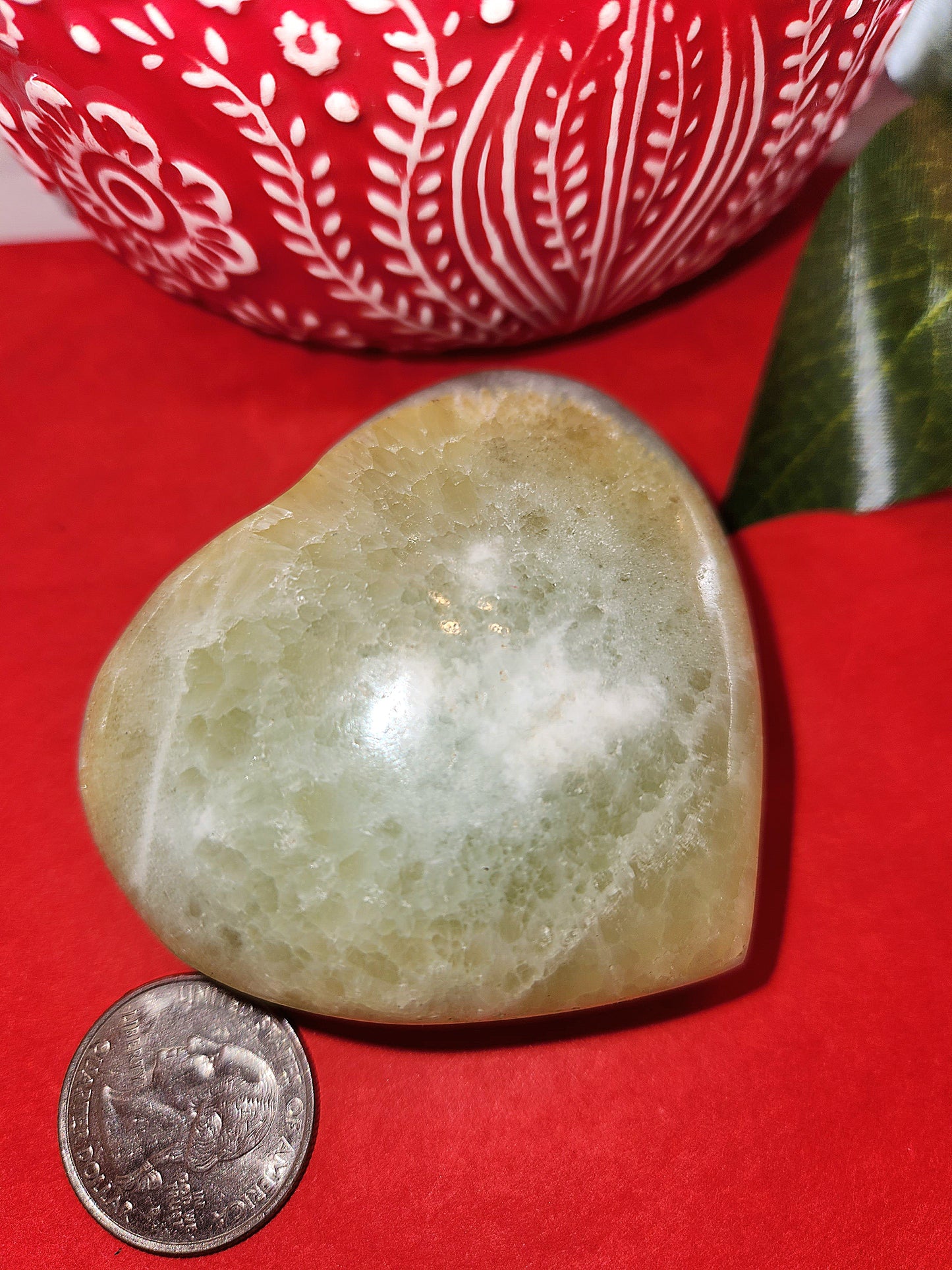 Pistachio Calcite Heart