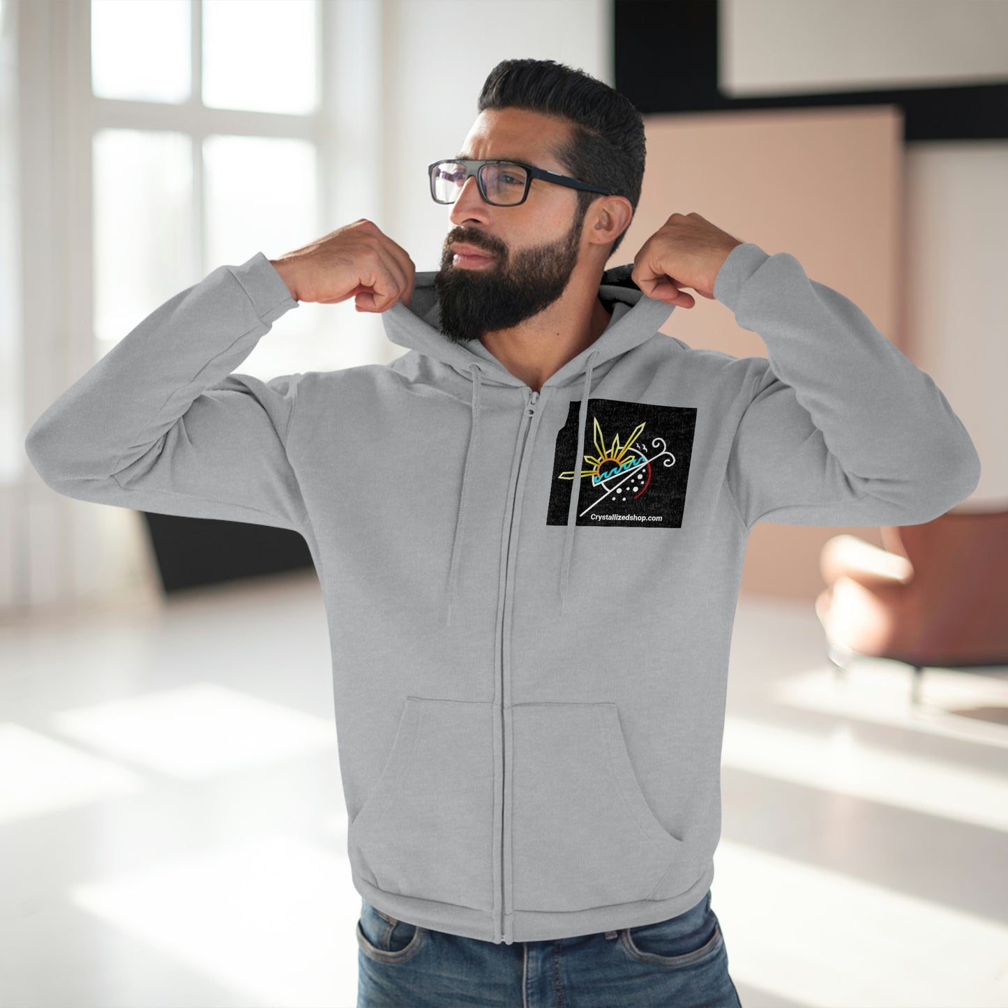 Unisex Hooded Zip Logo Sweatshirt
