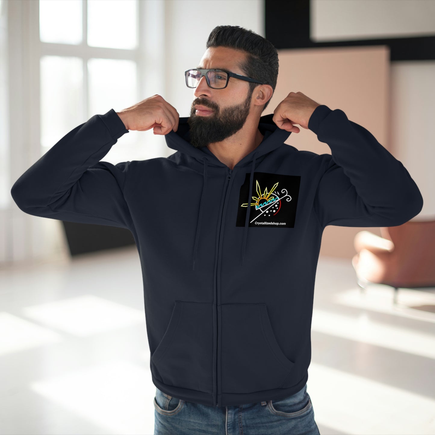 Unisex Hooded Zip Logo Sweatshirt