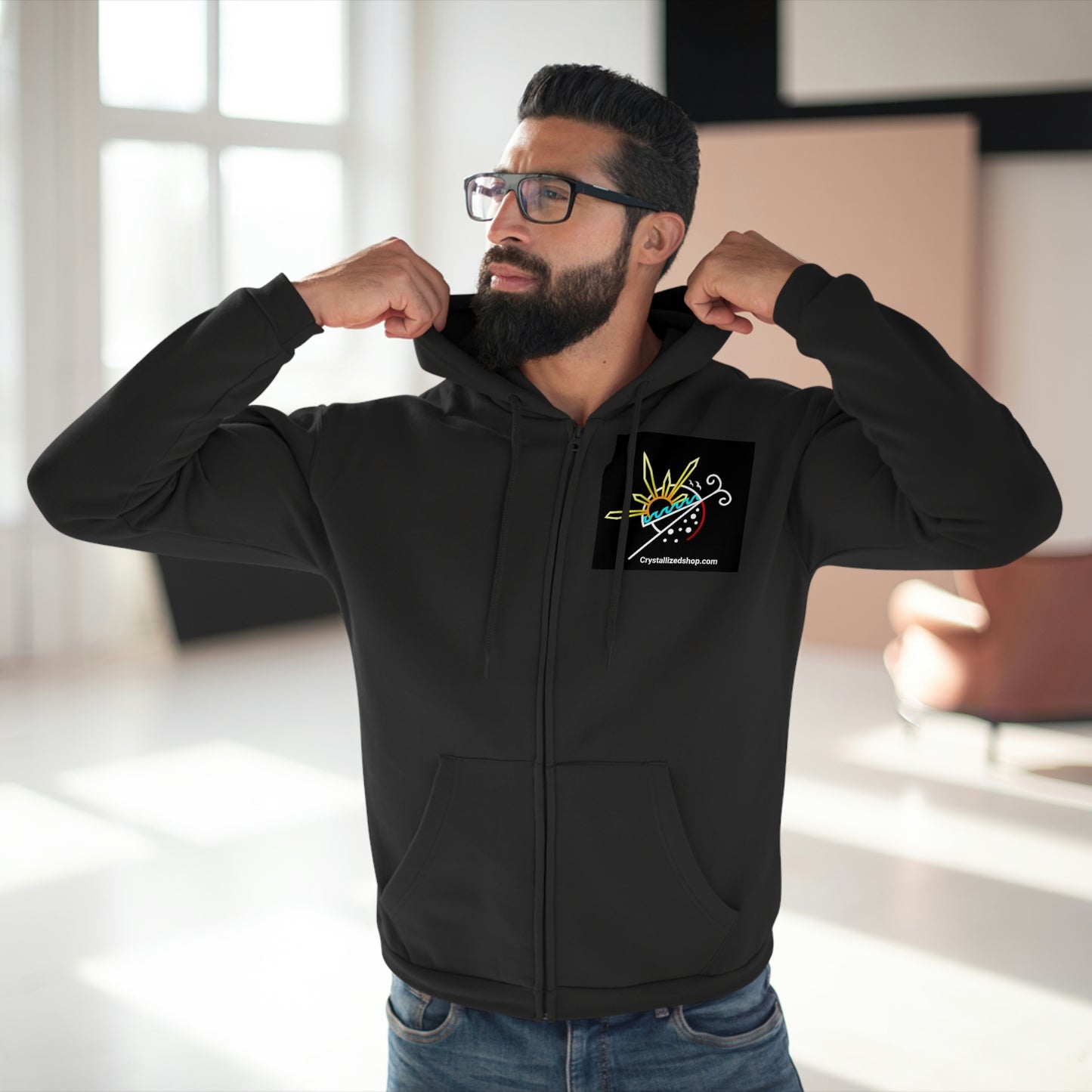 Unisex Hooded Zip Logo Sweatshirt