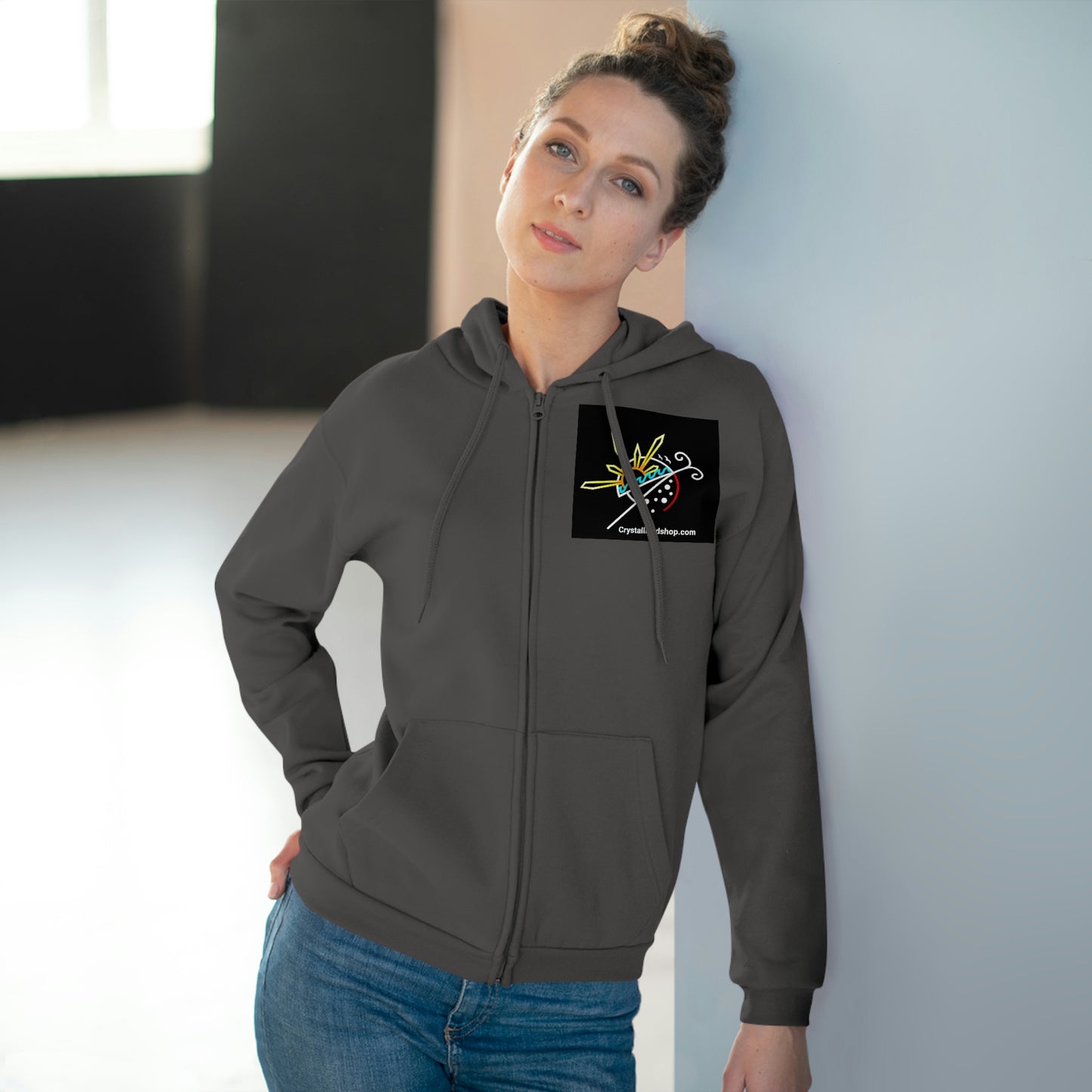 Unisex Hooded Zip Logo Sweatshirt