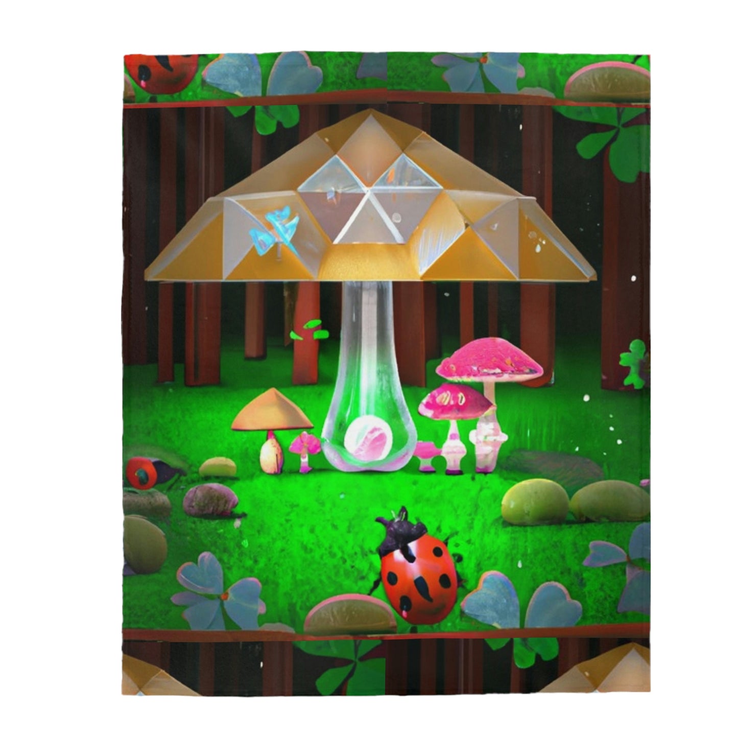 Velveteen Plush Blanket- Crystals in 4 Leaf Forest