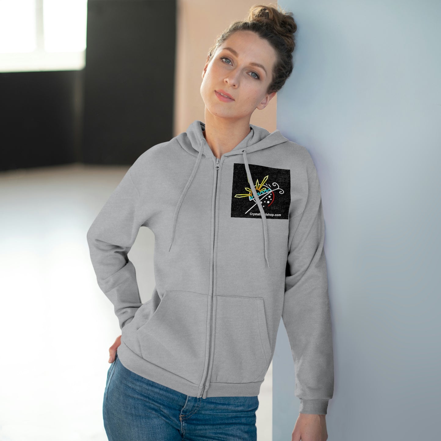 Unisex Hooded Zip Logo Sweatshirt