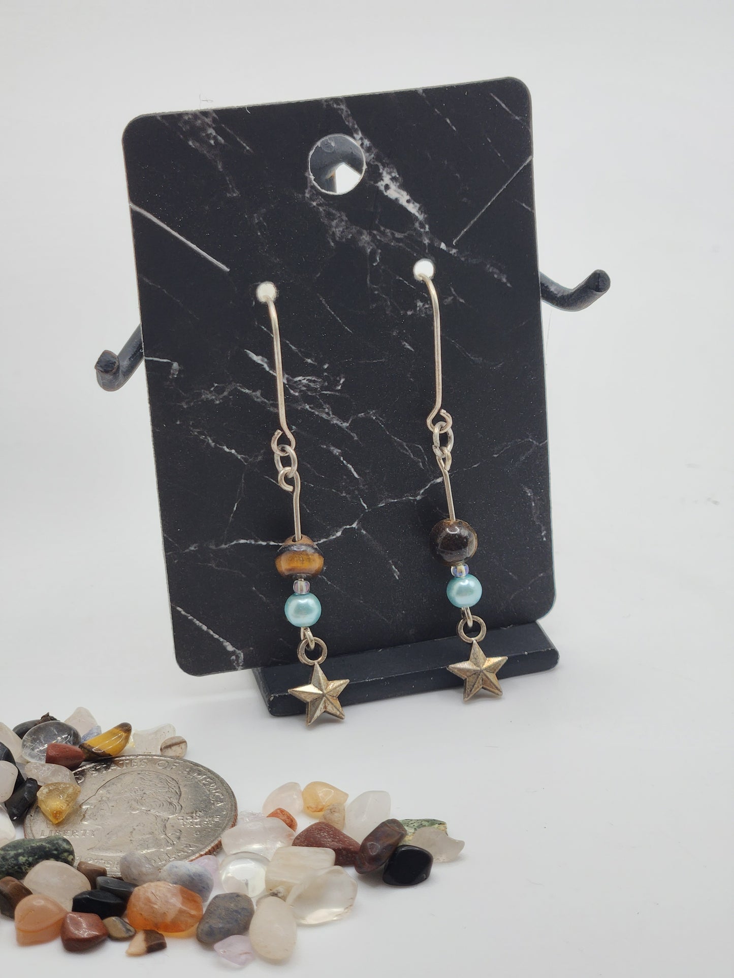 Tiger's Eye Star Earrings