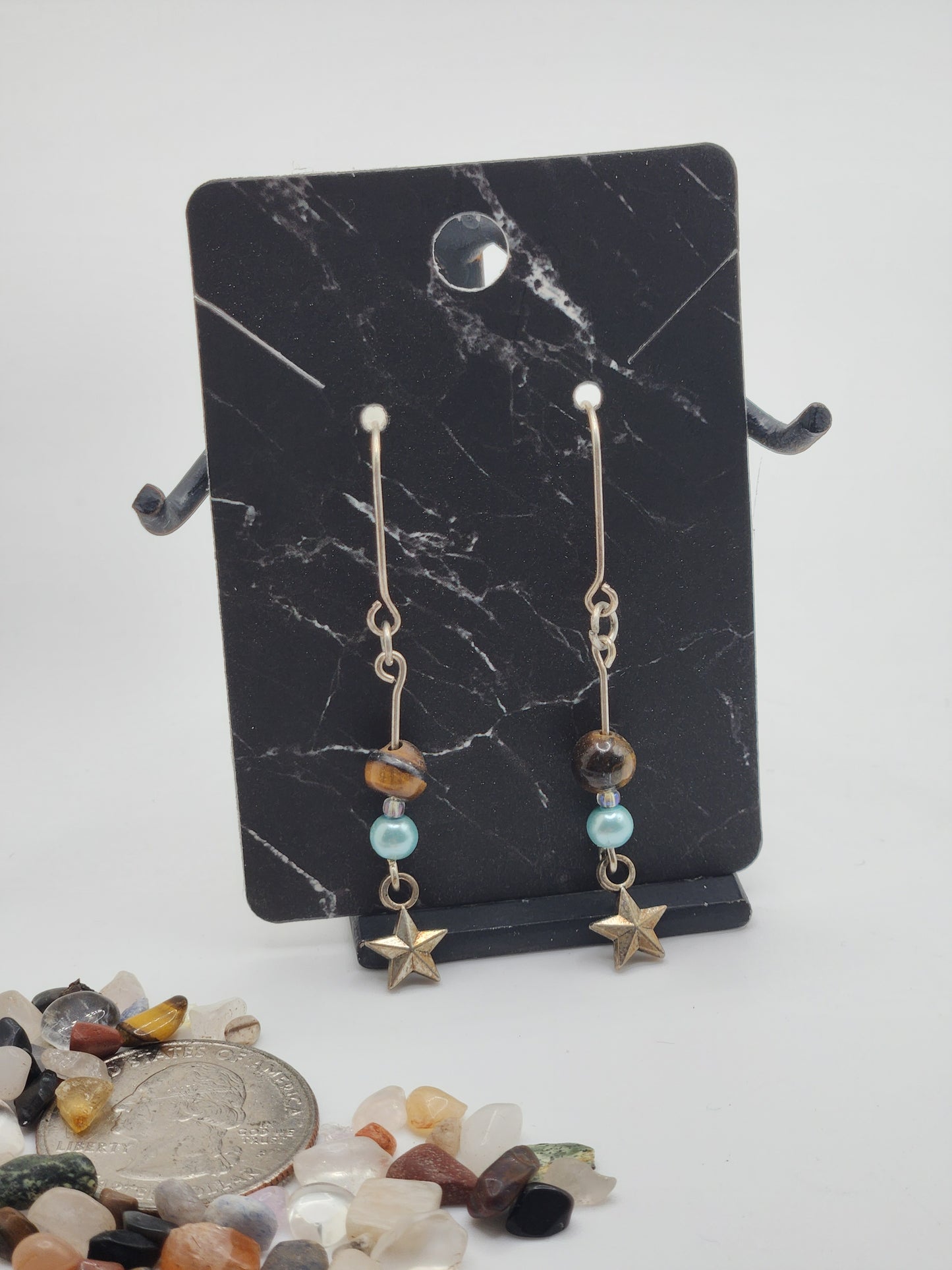 Tiger's Eye Star Earrings