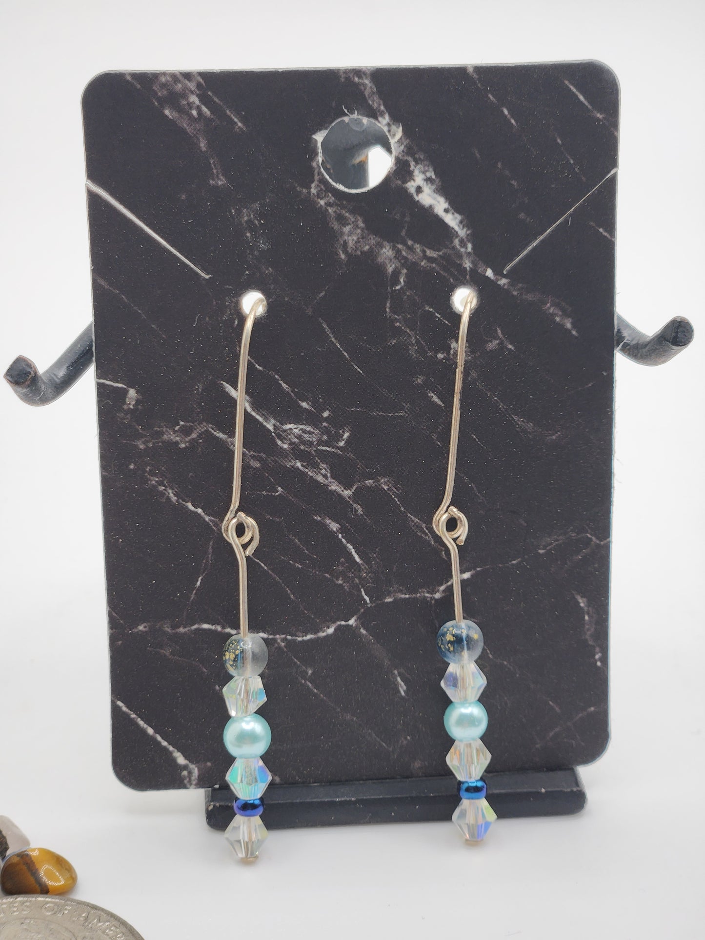 Blue Glass Dangle Earings