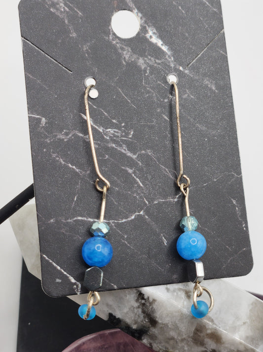 Hematite Blue Earrings