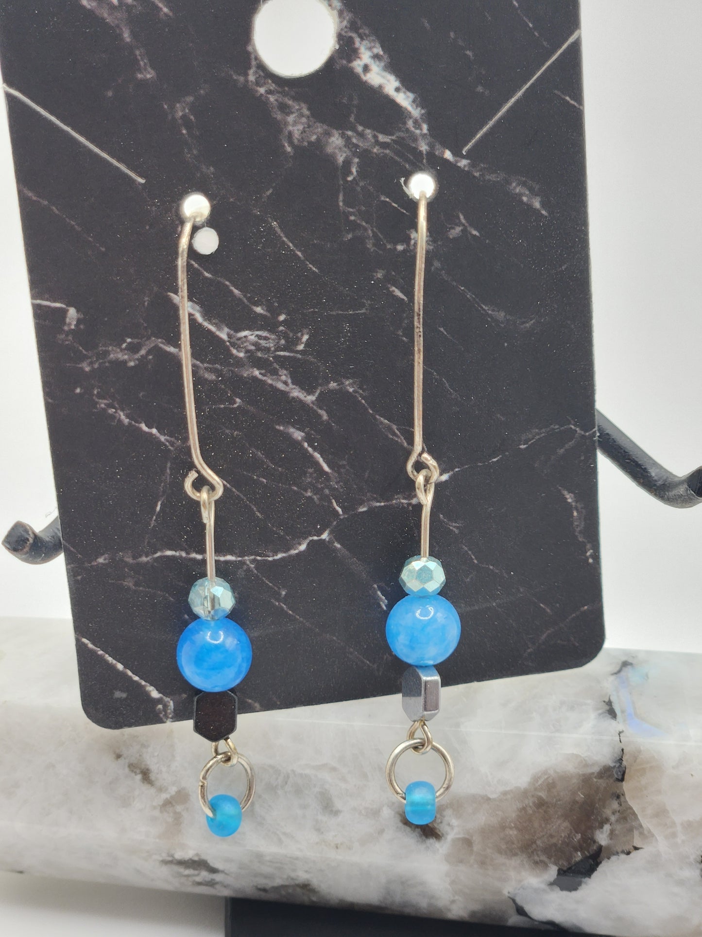 Hematite Blue Earrings