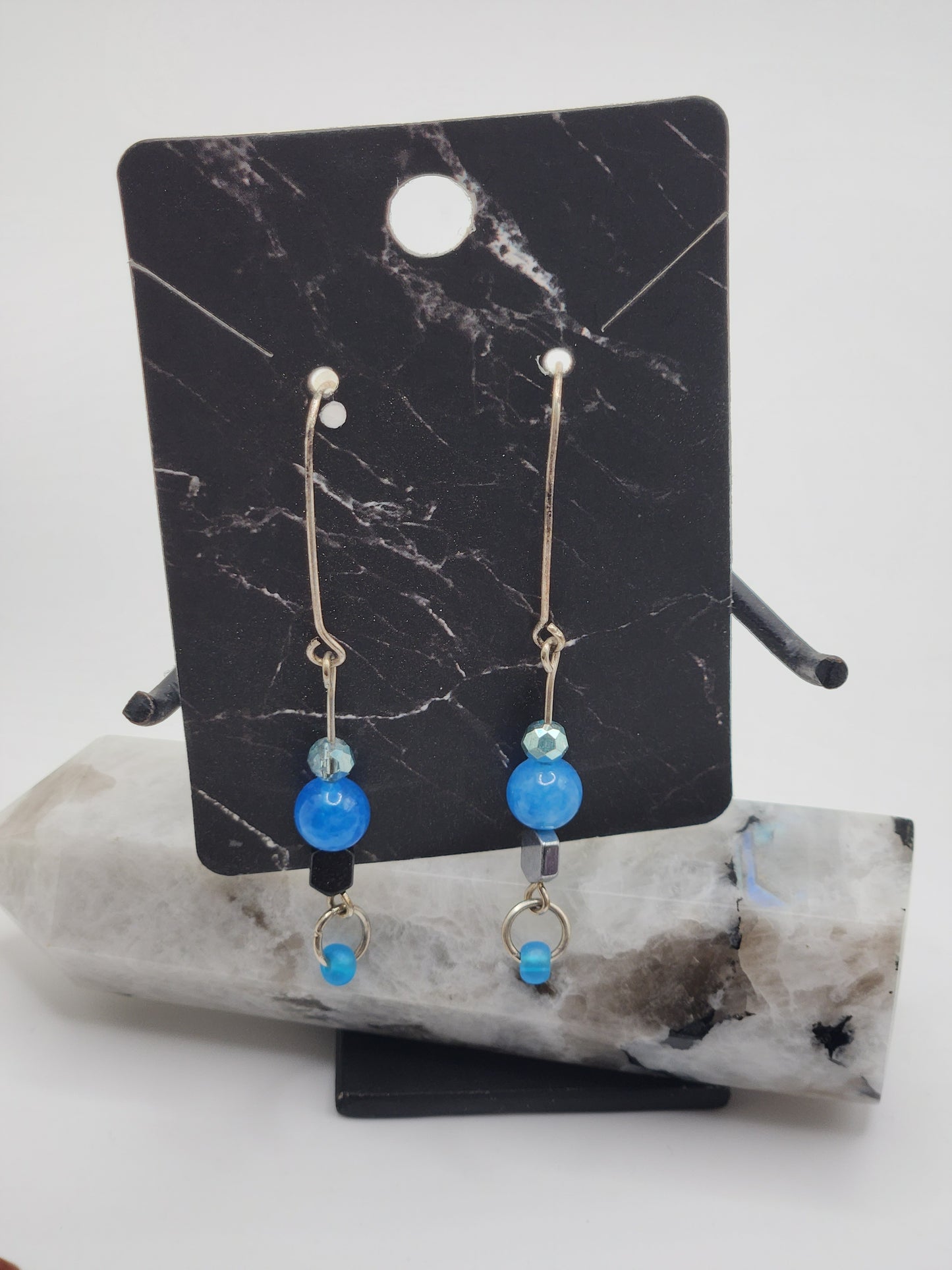 Hematite Blue Earrings