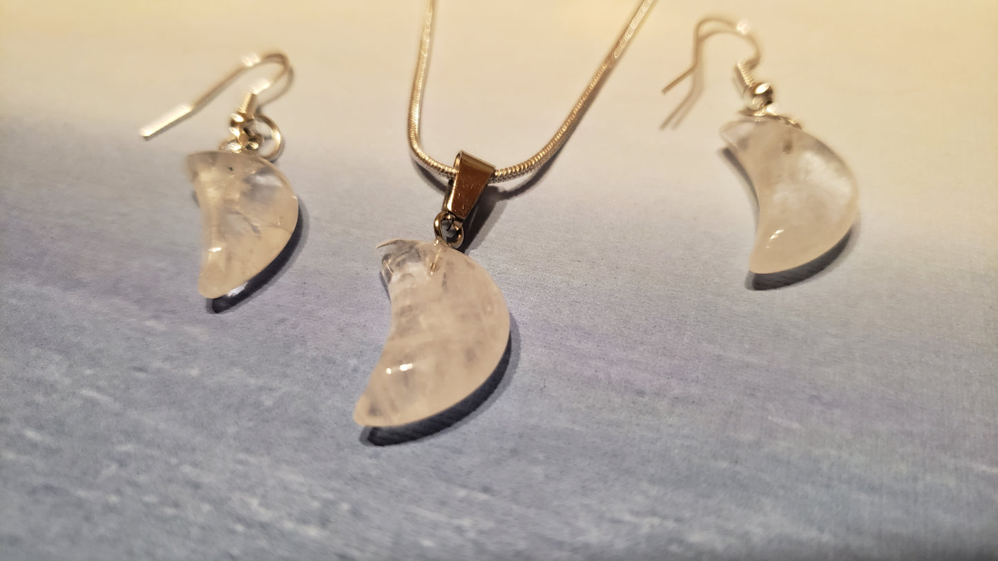 Clear Quartz Necklace and Earrings