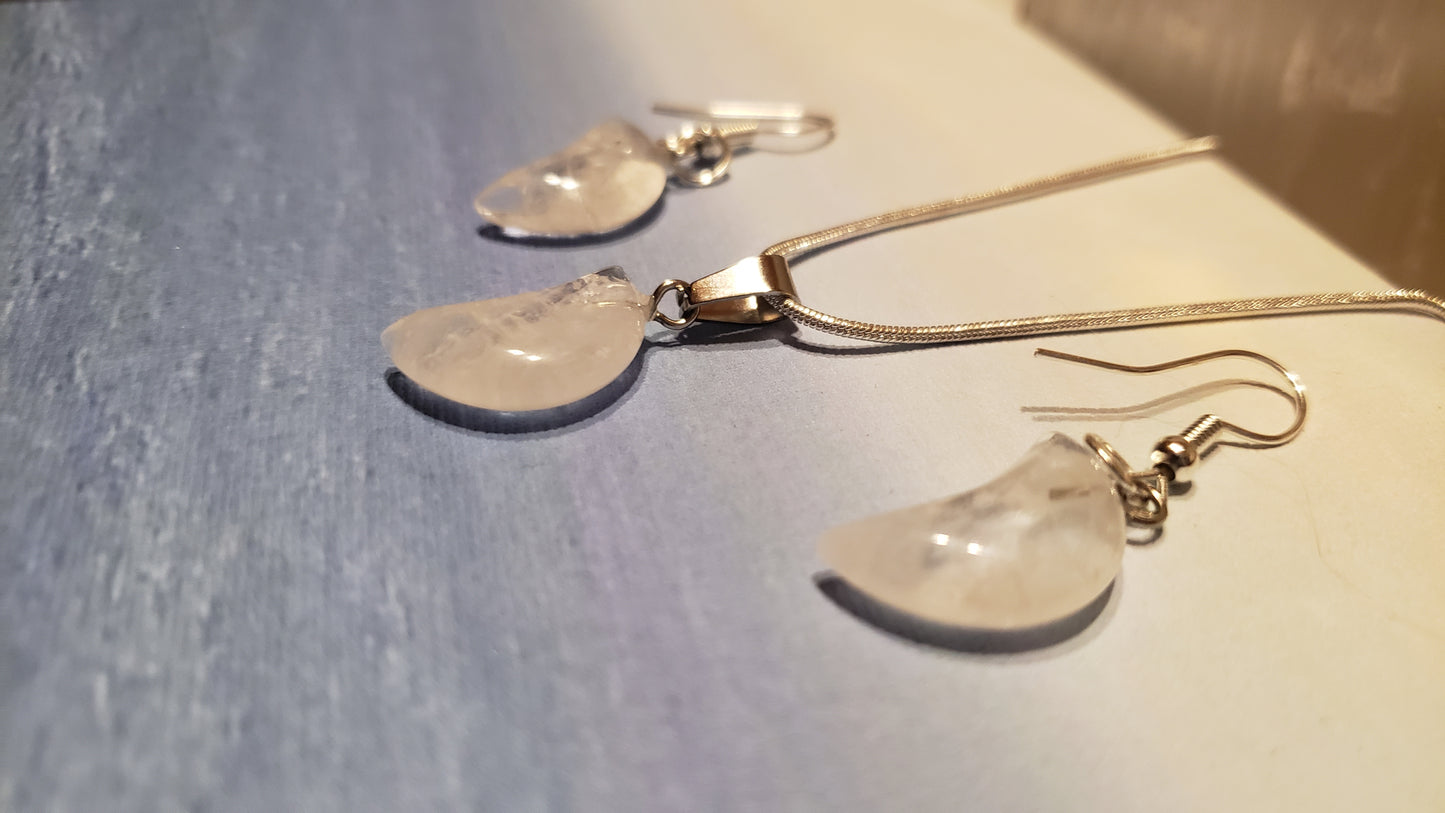 Clear Quartz Necklace and Earrings
