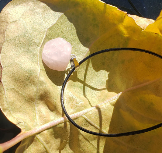 Rose Quartz Leather Necklace