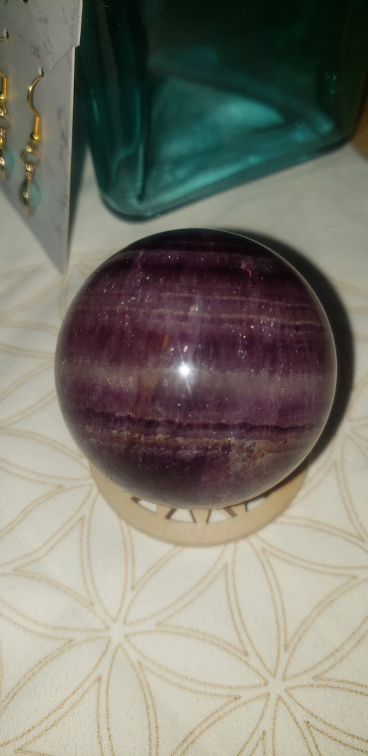 Purple Rainbow Fluorite Sphere