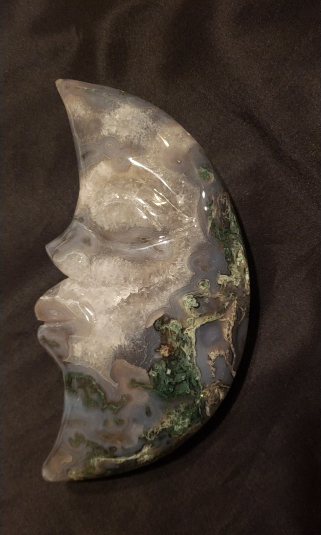 Moss Agate Moon Large